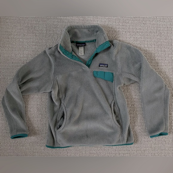 Patagonia re-tool snap-t pullover grey and teal size small great condition - Picture 2 of 5